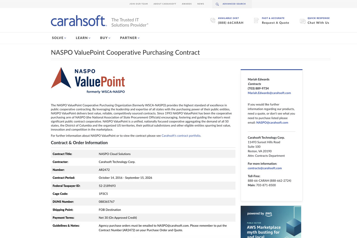 NASPO ValuePoint / Carahsoft Technology Corp